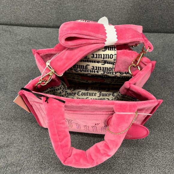 Juicy Couture Velour Mini Tote Bag Pink Free Love Big Spender Y2K Purse - Picture 9 of 9